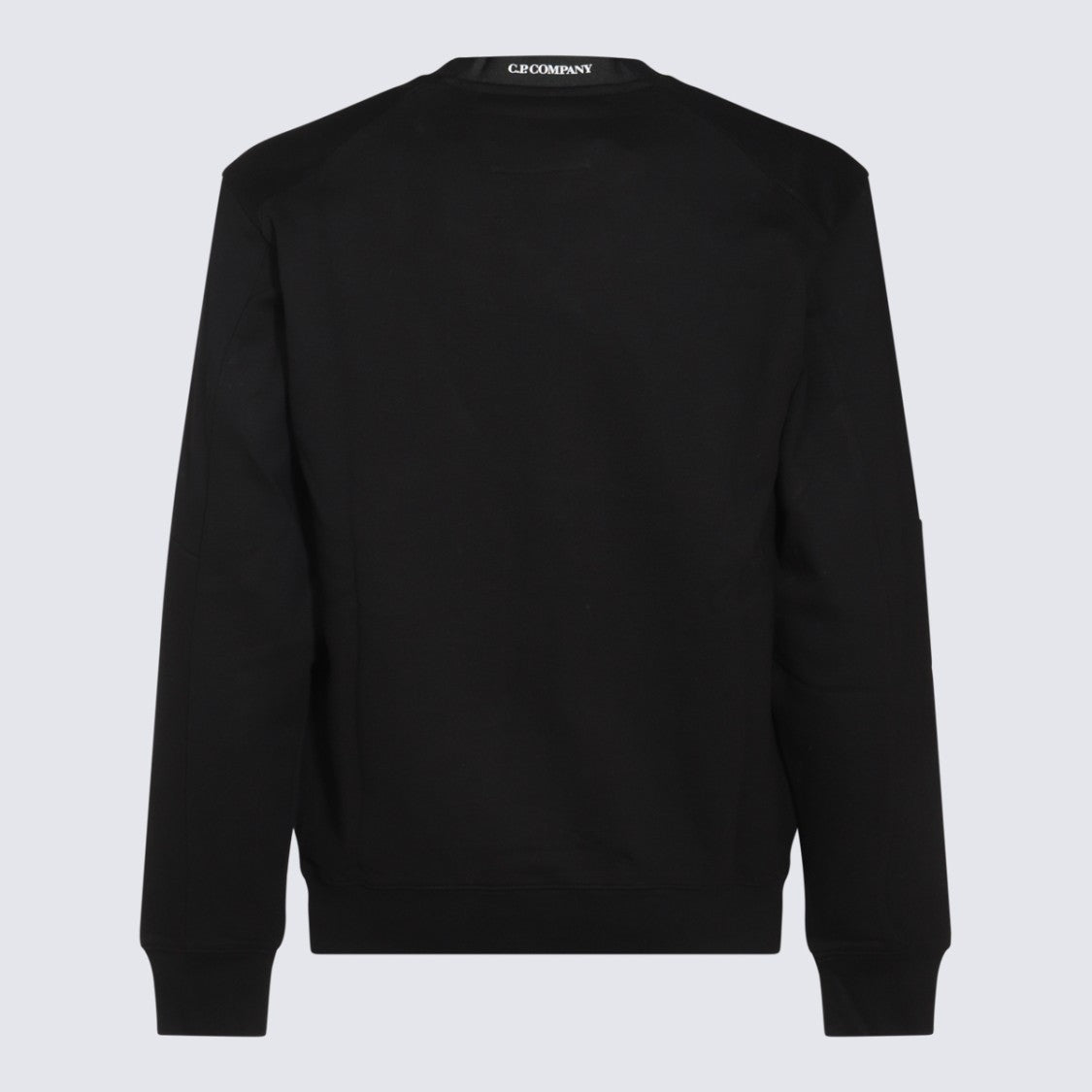 C.P. Company Black Sweatshirt With Ribbed Cuffs And Unique Sleeve Patch