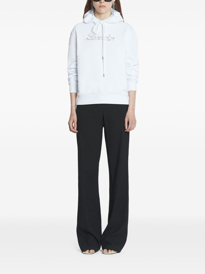 Lanvin White Hoodie Logo Manuscrit Sequined Hoodie