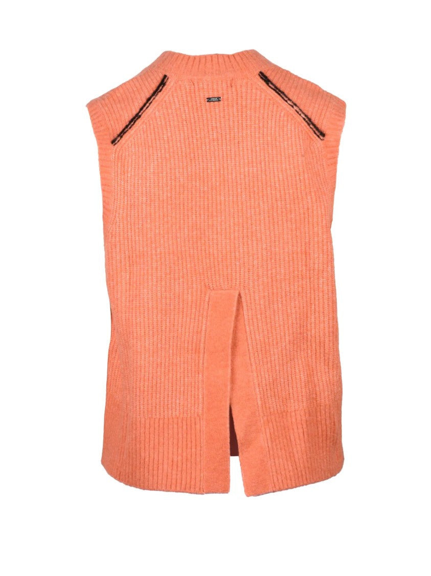 Armani Exchange Sleeveless Knit Vest With V-Neckline And Ribbed Texture