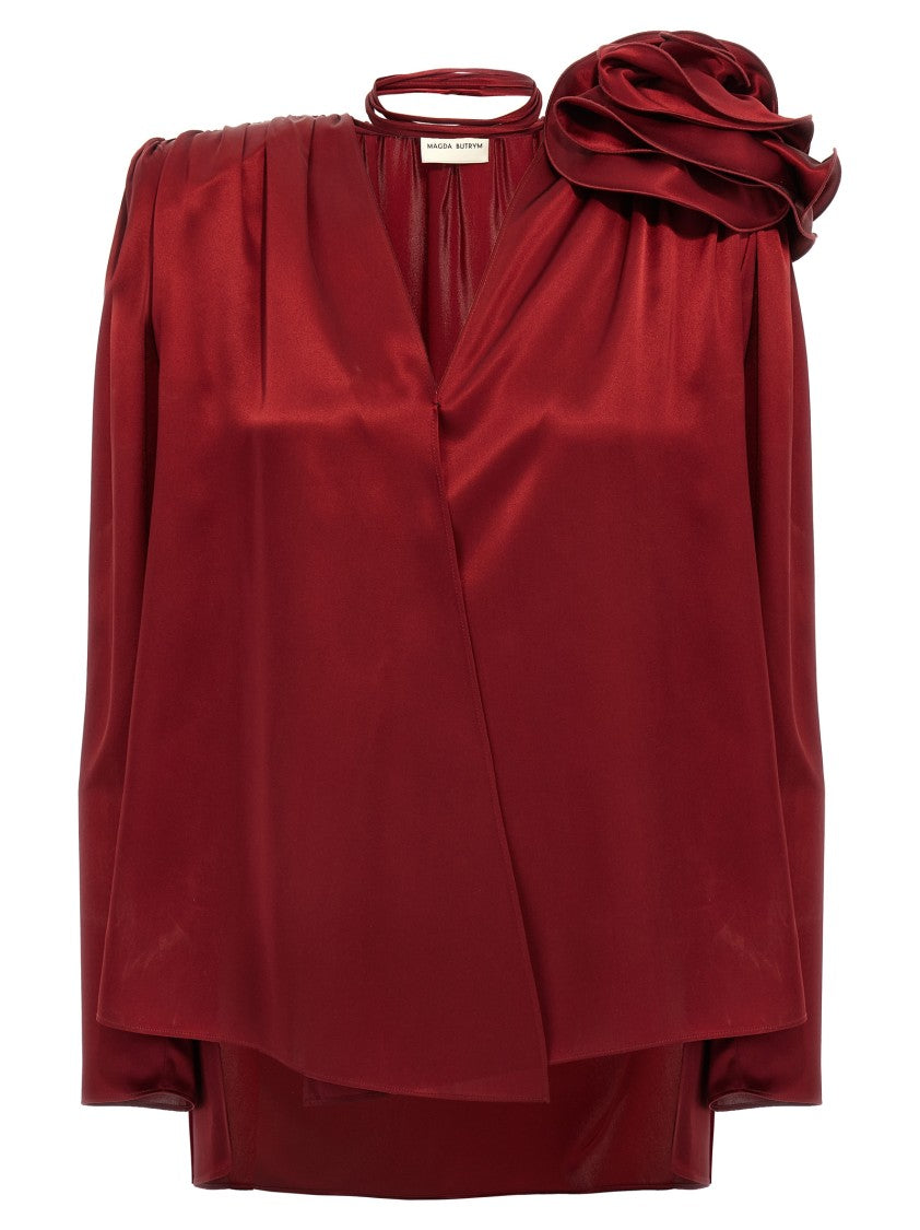 Magda Butrym Silk Blouse With V-Neck And Removable Brooch