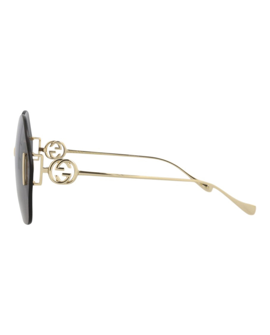 Gucci Round-Frame Metal Sunglasses With Jewel-Toned Velvet Case