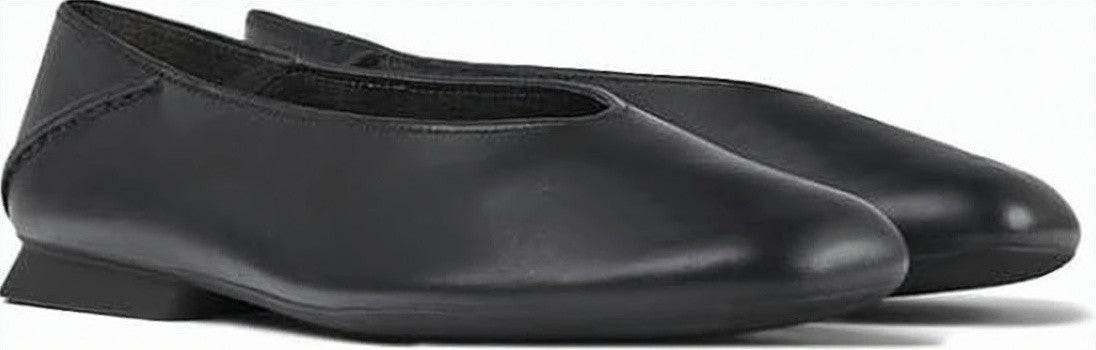 Camper Minimalist Black Flat Shoes With Rounded Toe And Subtle V-Cut