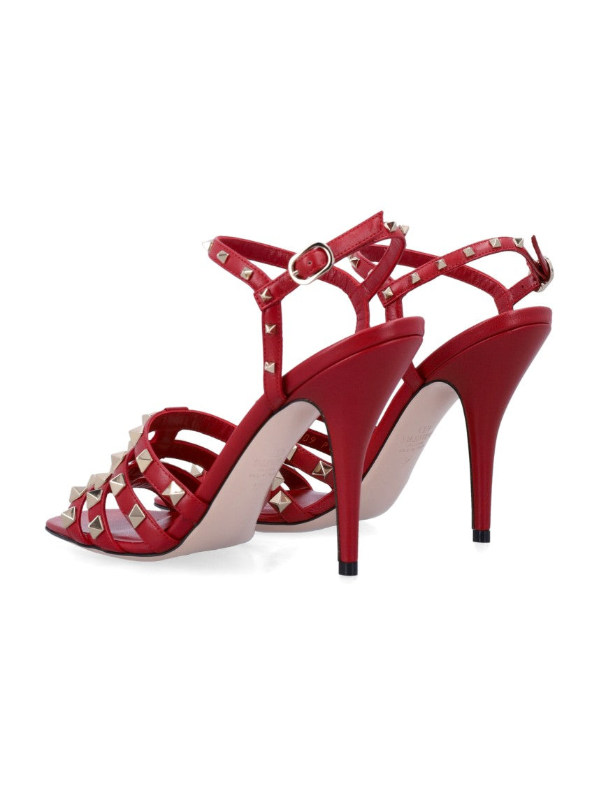 Valentino Garavani New Rockstud Pyramid Stud Open-Toe Leather Sandals