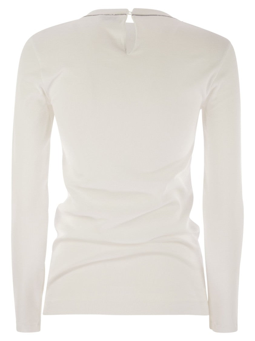 Brunello Cucinelli Ribbed Stretch Cotton Jersey T-Shirt