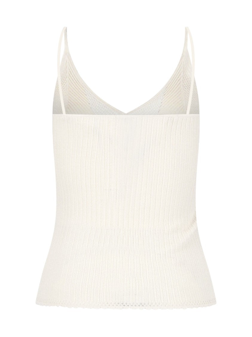 Isabel Marant White Silk-Cotton Ribbed Tank Top