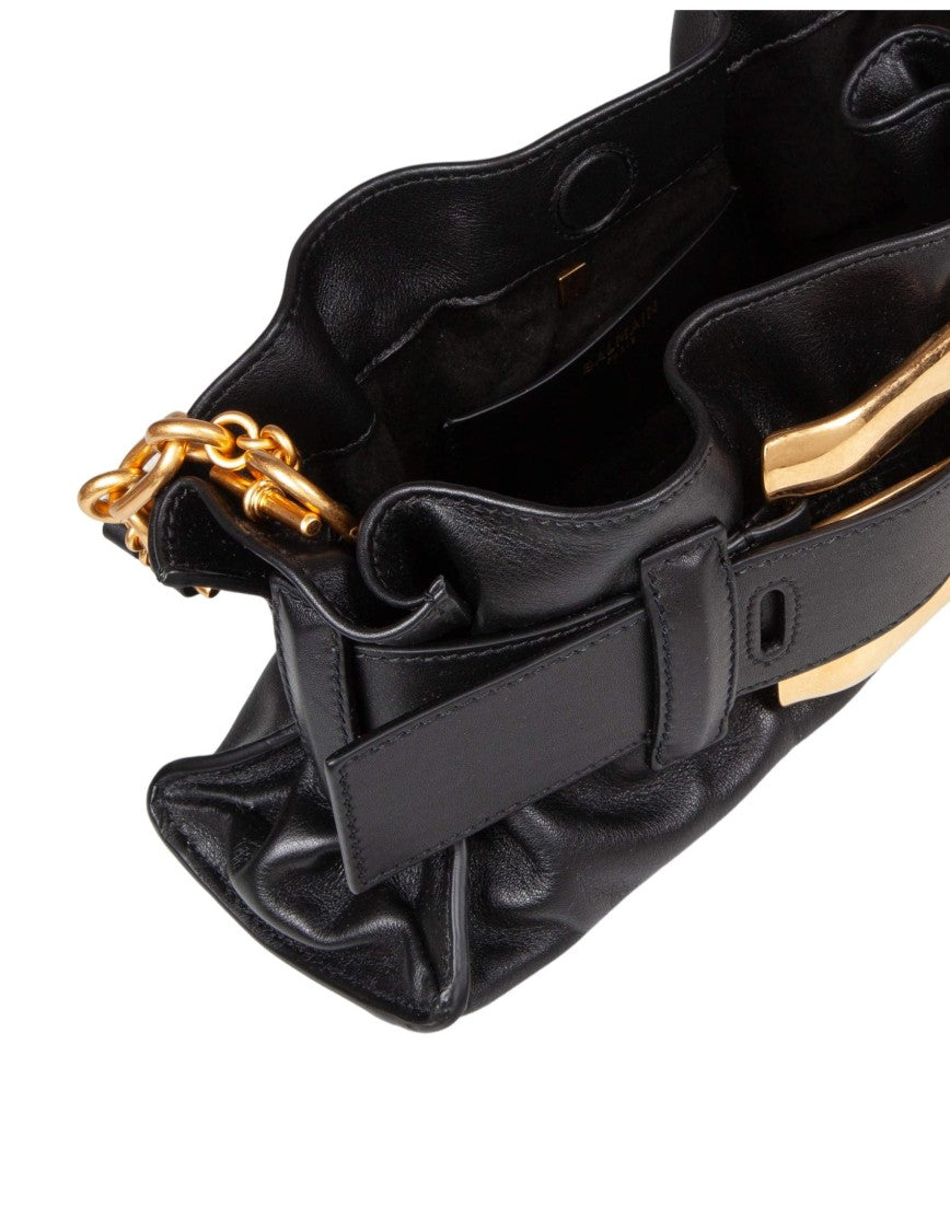 Balmain Anthem Mini Leather Handbag, Black