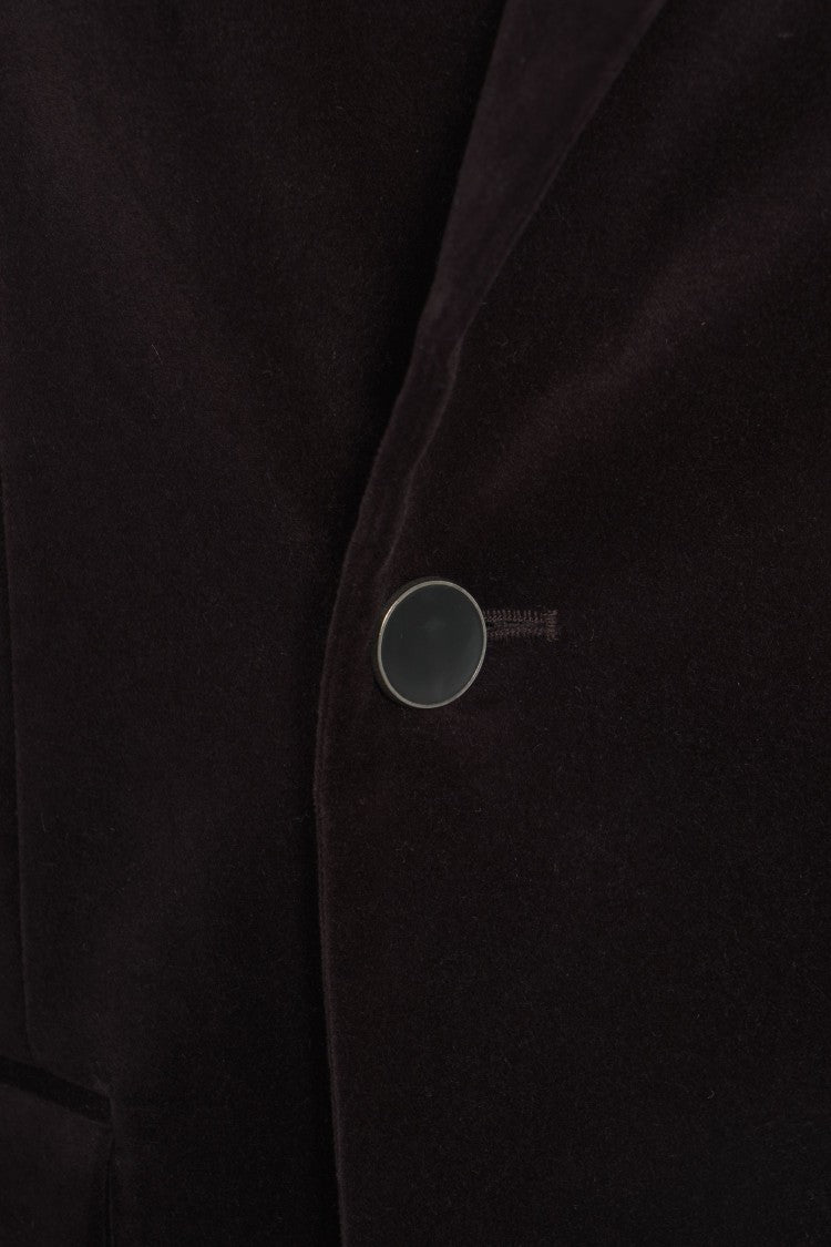 Paolo Pecora Double-Breasted Velvet Blazer With Wide Lapels And Classic Silhouette