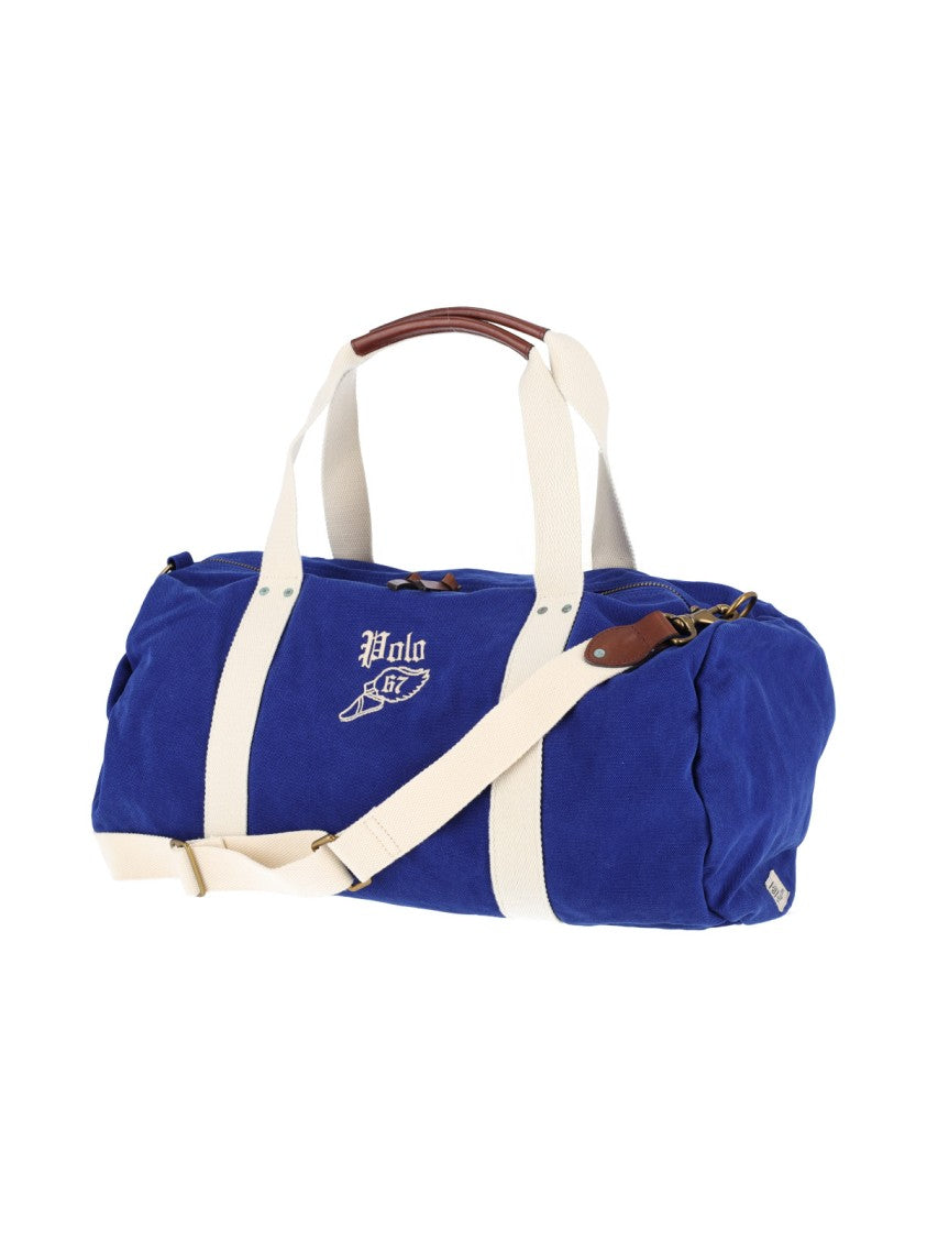 Polo Ralph Lauren Blue Embroidered Logo Cylindrical Bag