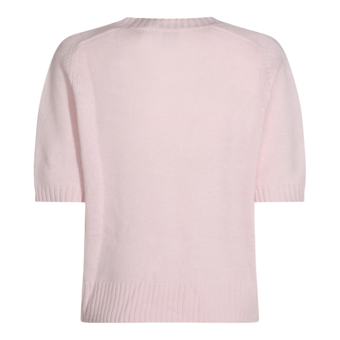 Allude Light Pink Ribbed Crewneck Sweater