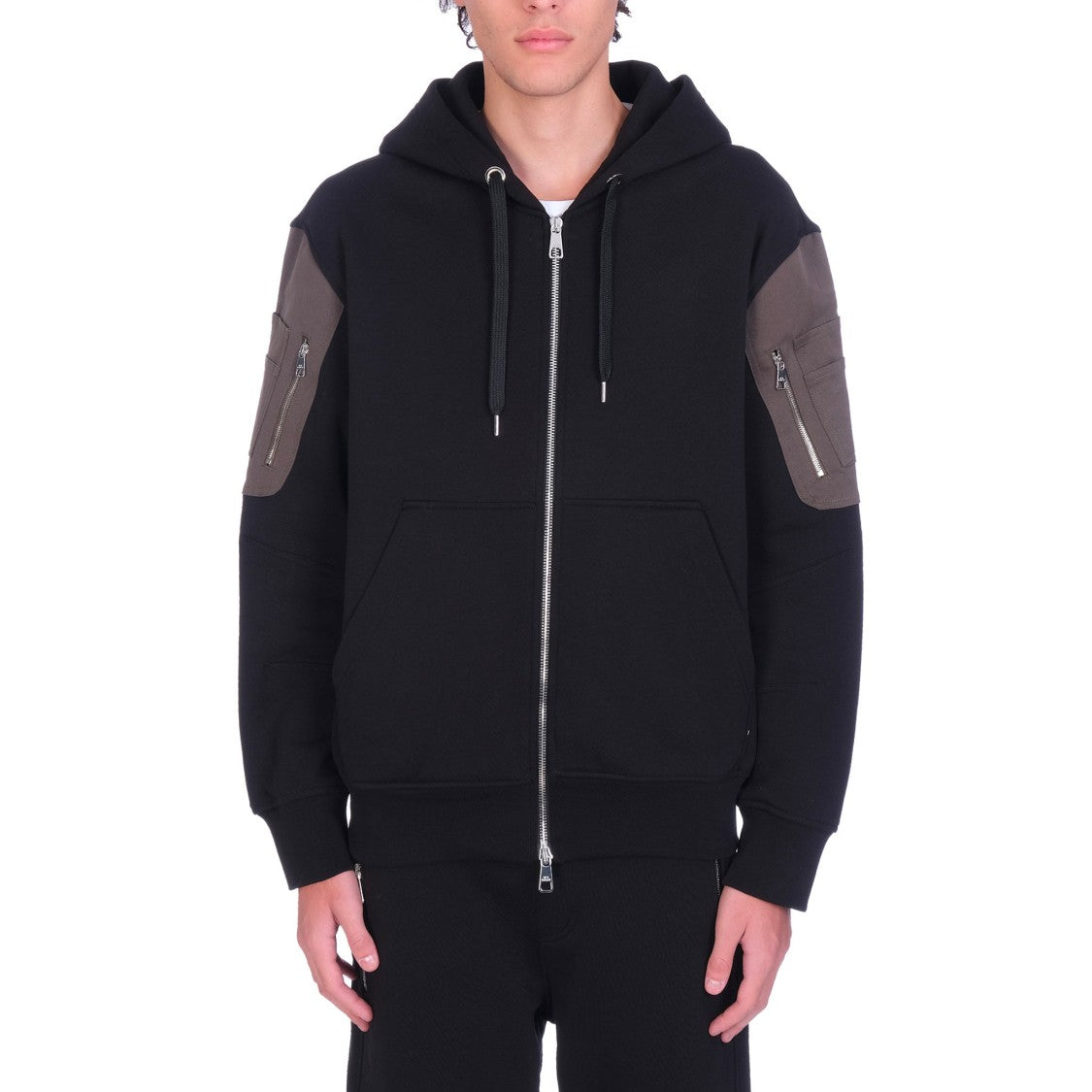 Neil Barrett Black Cotton Logo Hooded Sweatshirt