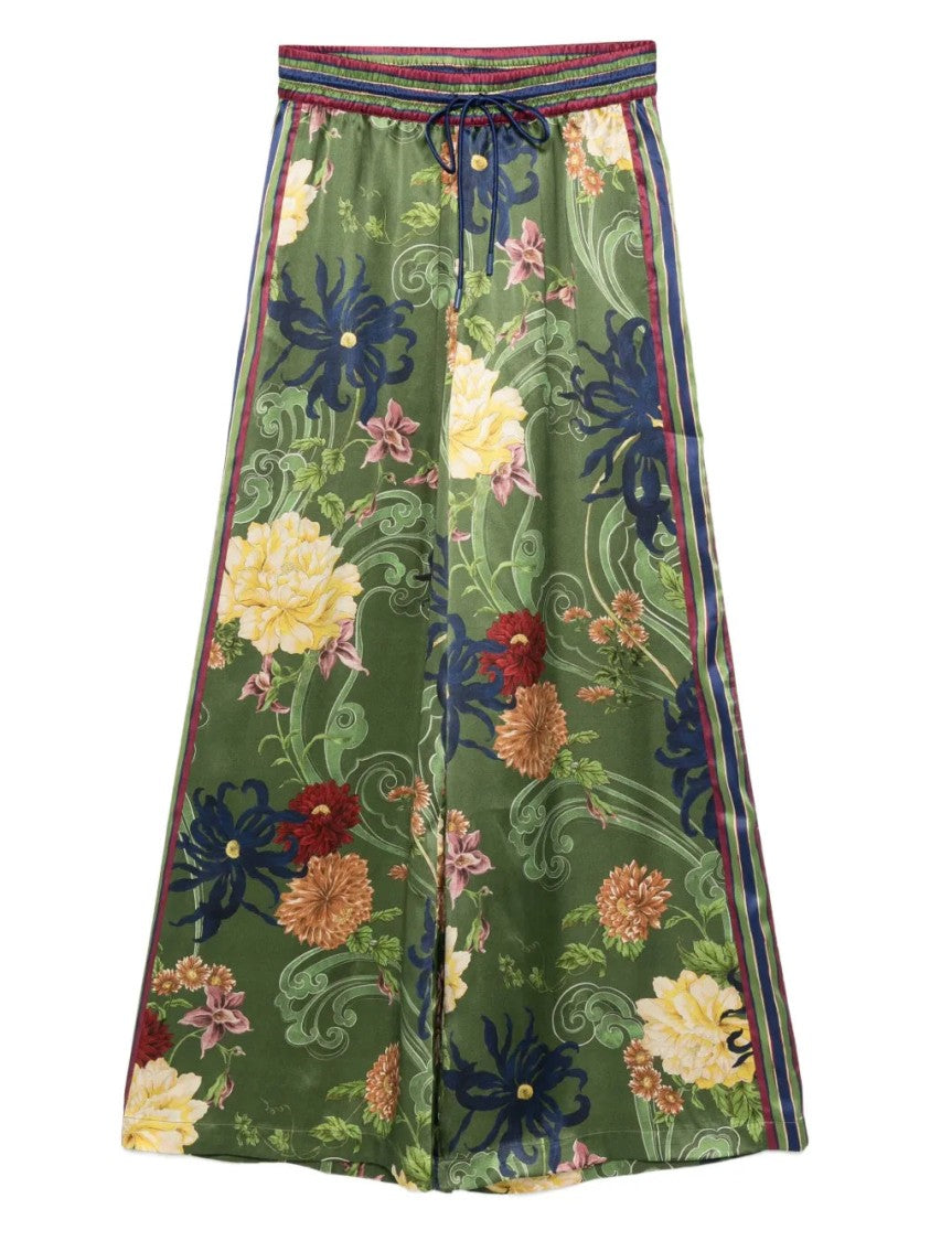 Alemais Wide Leg Floral Print Silk Avery Trousers