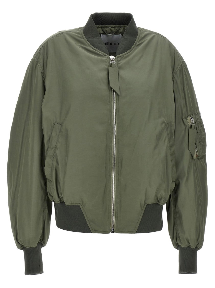 The Attico Padded Nylon Bomber Jacket With Zip Closure