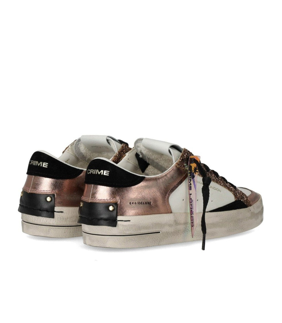 Crime London Sk8 Deluxe Low-Top Sneakers With Metallic Bronze Accents