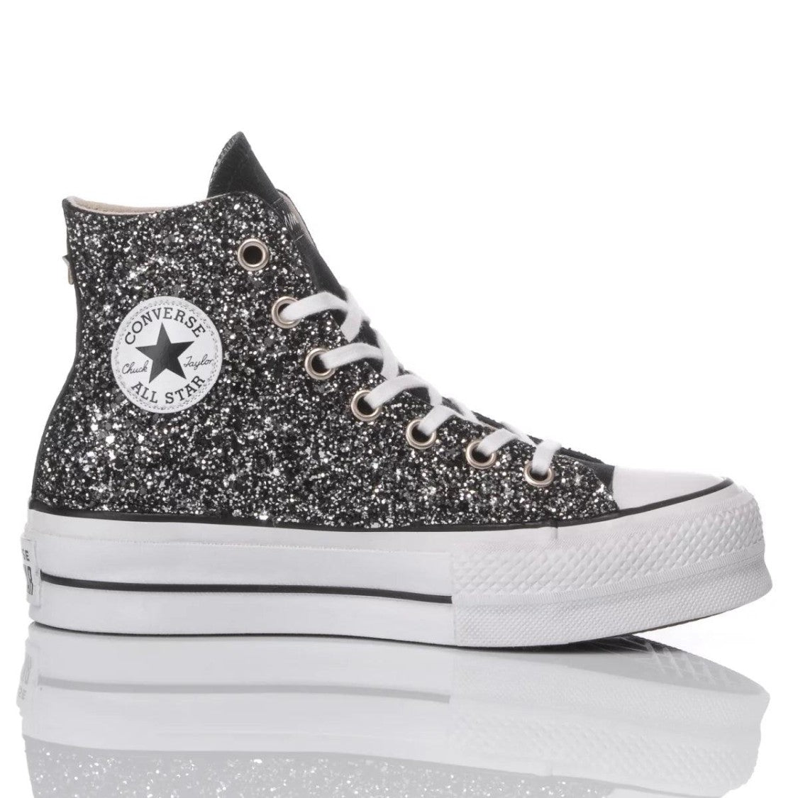 Converse High-Top Platform Glitter Sneakers With Unique Craftsmanship