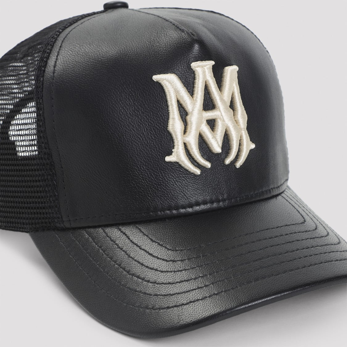 Amiri Trucker Black Leather Hat