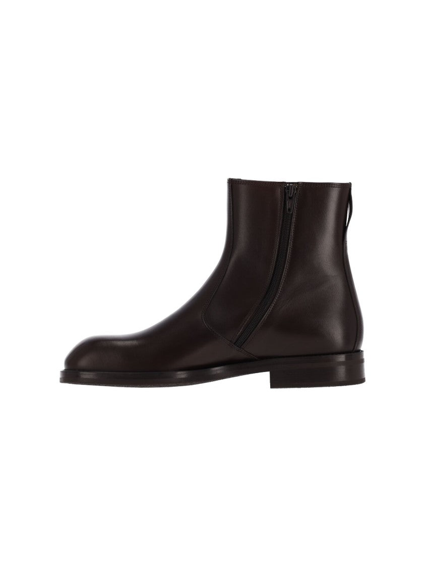Lemaire Brown Zip Calfskin Leather Boots