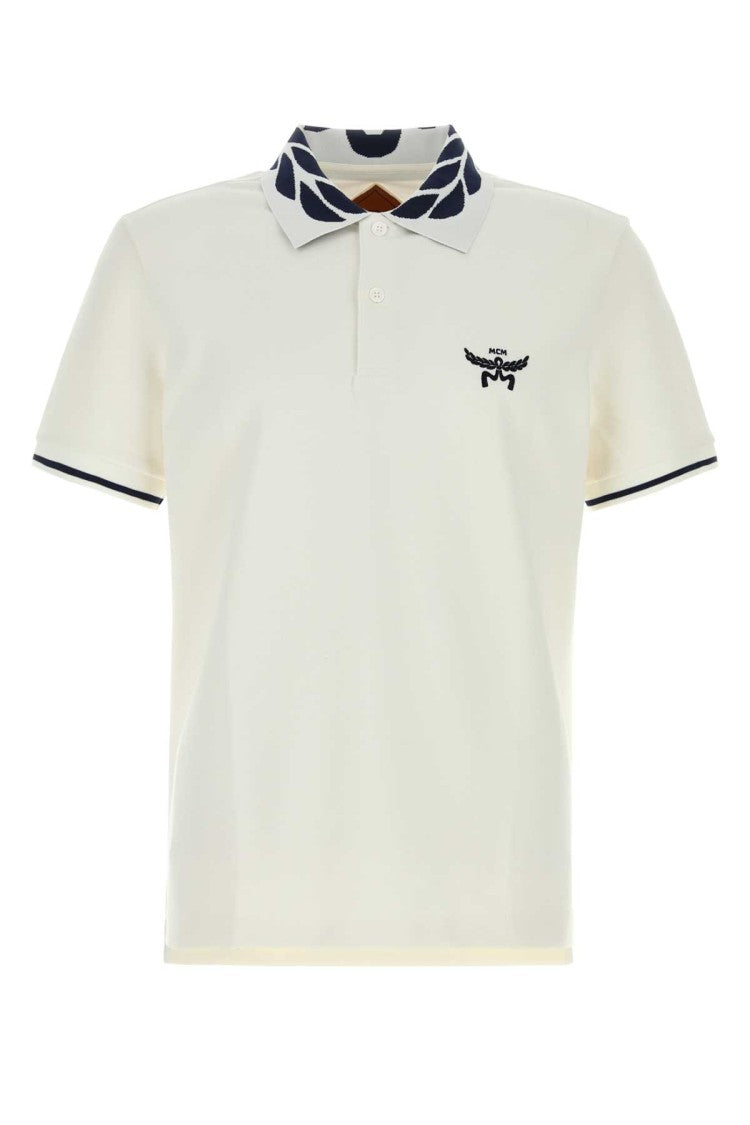 Mcm White Stretch Piquet Polo Shirt