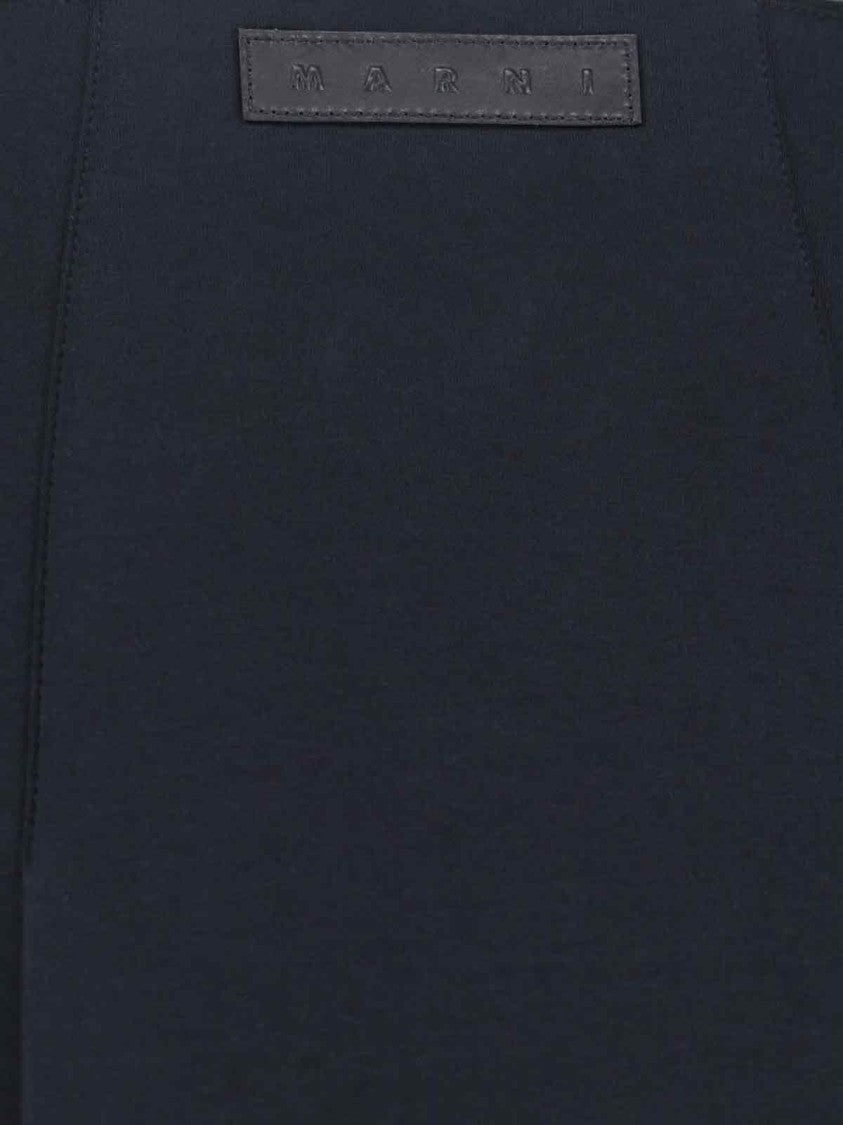 Marni Pleated Midi Skirt With Logo Patch – Blue