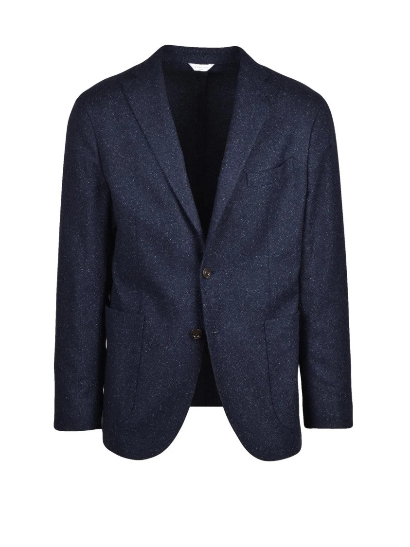 Boglioli Blue Stretch Virgin Wool-Blend Tailored Jacket