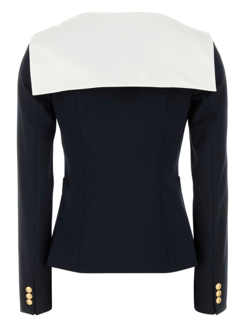 Alessandra Rich Tailored Blue Jacket With Oversized Collar