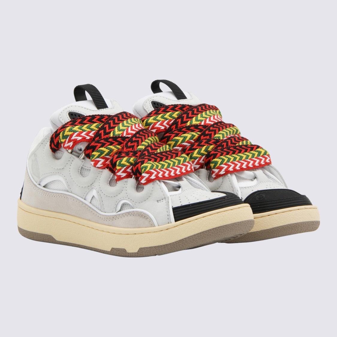 Lanvin Zigzag Lace Sneakers With Textured Heel Detail
