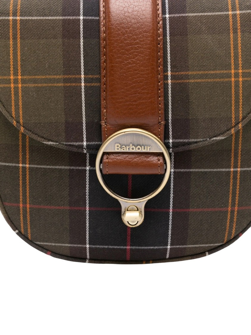 Barbour Tartan-Pattern Buckled Satchel Bag With Gold-Tone Hardware