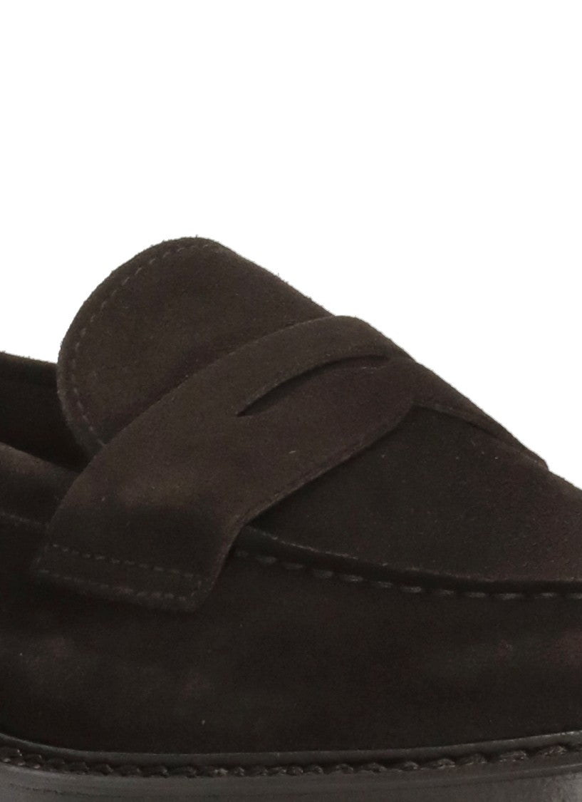 Doucal's Brown Suede Leather Loafers