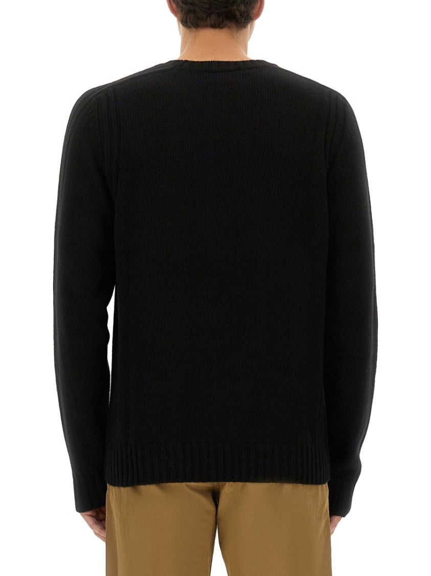 Belstaff Ribbed Merino Wool Sweater With Logo Patch