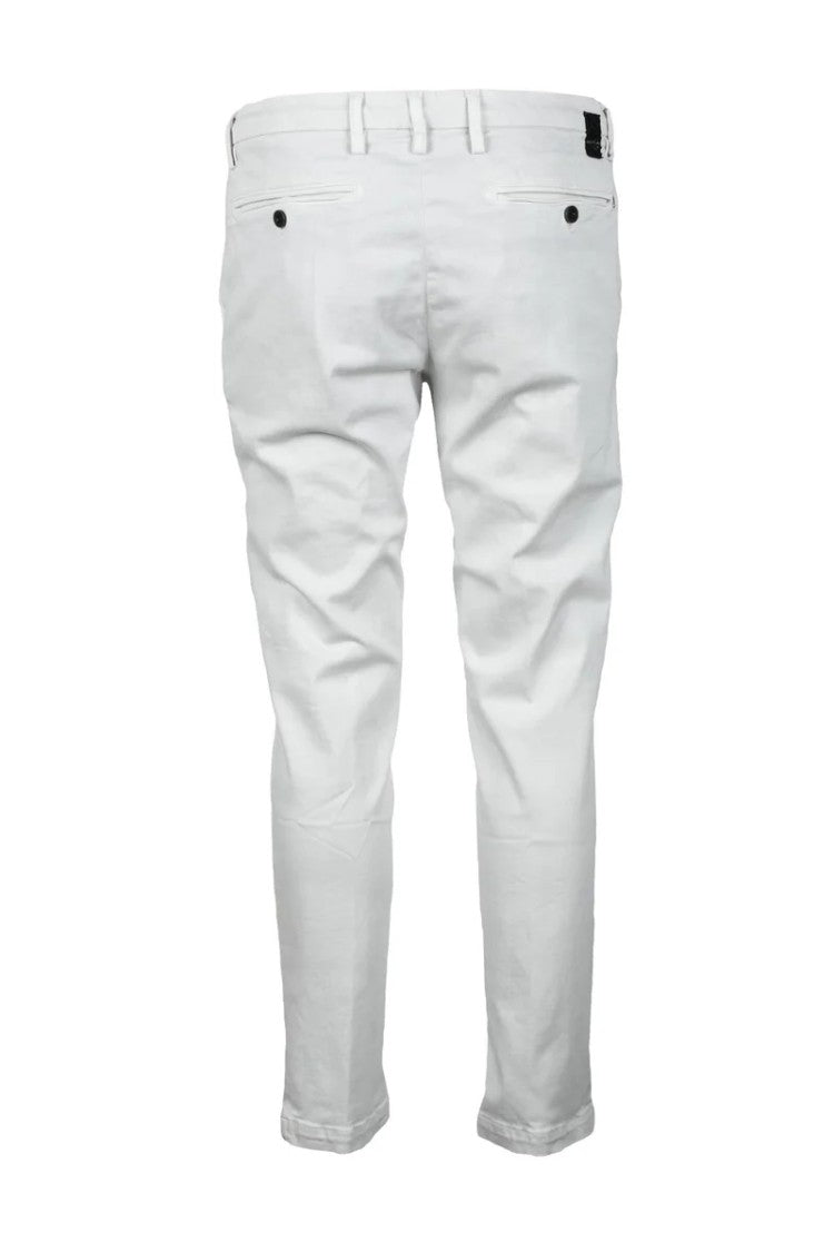 Replay Light Grey Cotton-Polyester Stretch Trousers With Classic Design