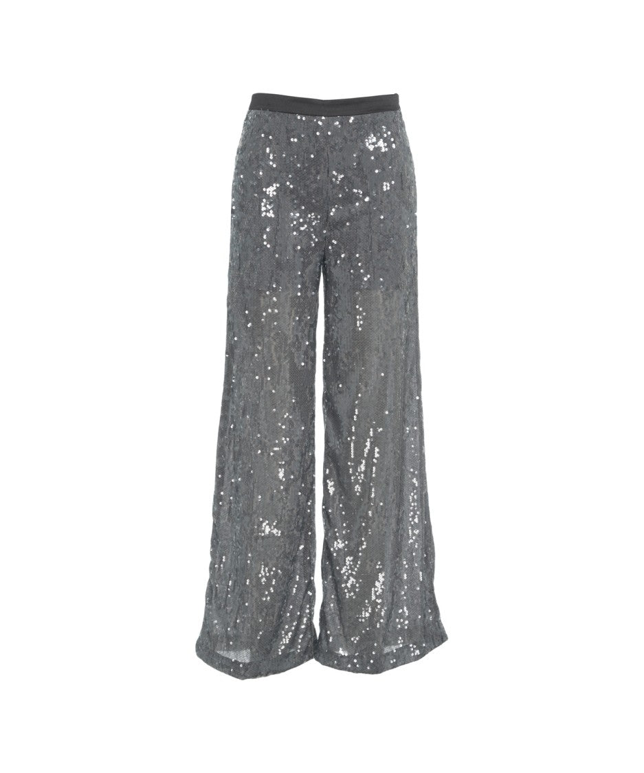 Jucca Sequin-Embellished Wide-Leg Palazzo Pants With Comfortable Elastic Waistband