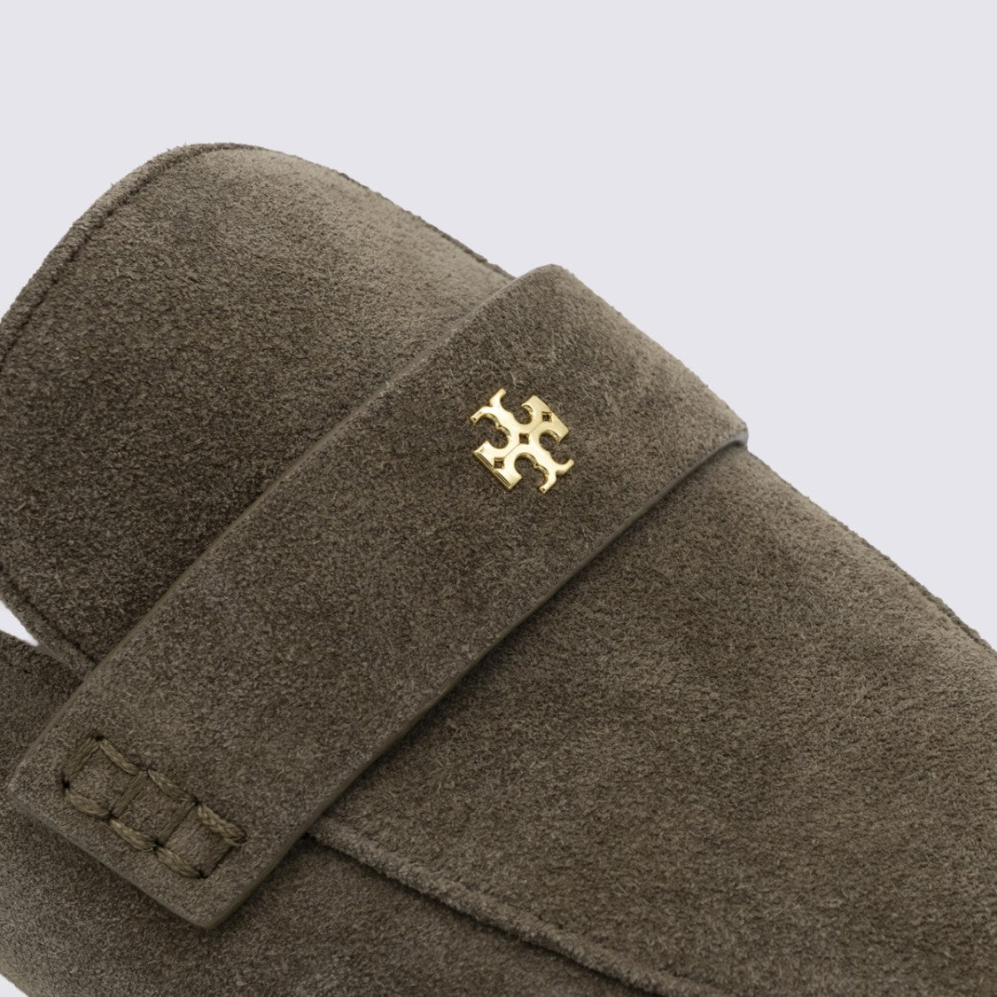 Tory Burch Slip-On Mule Flats With Gold-Tone Logo Emblem
