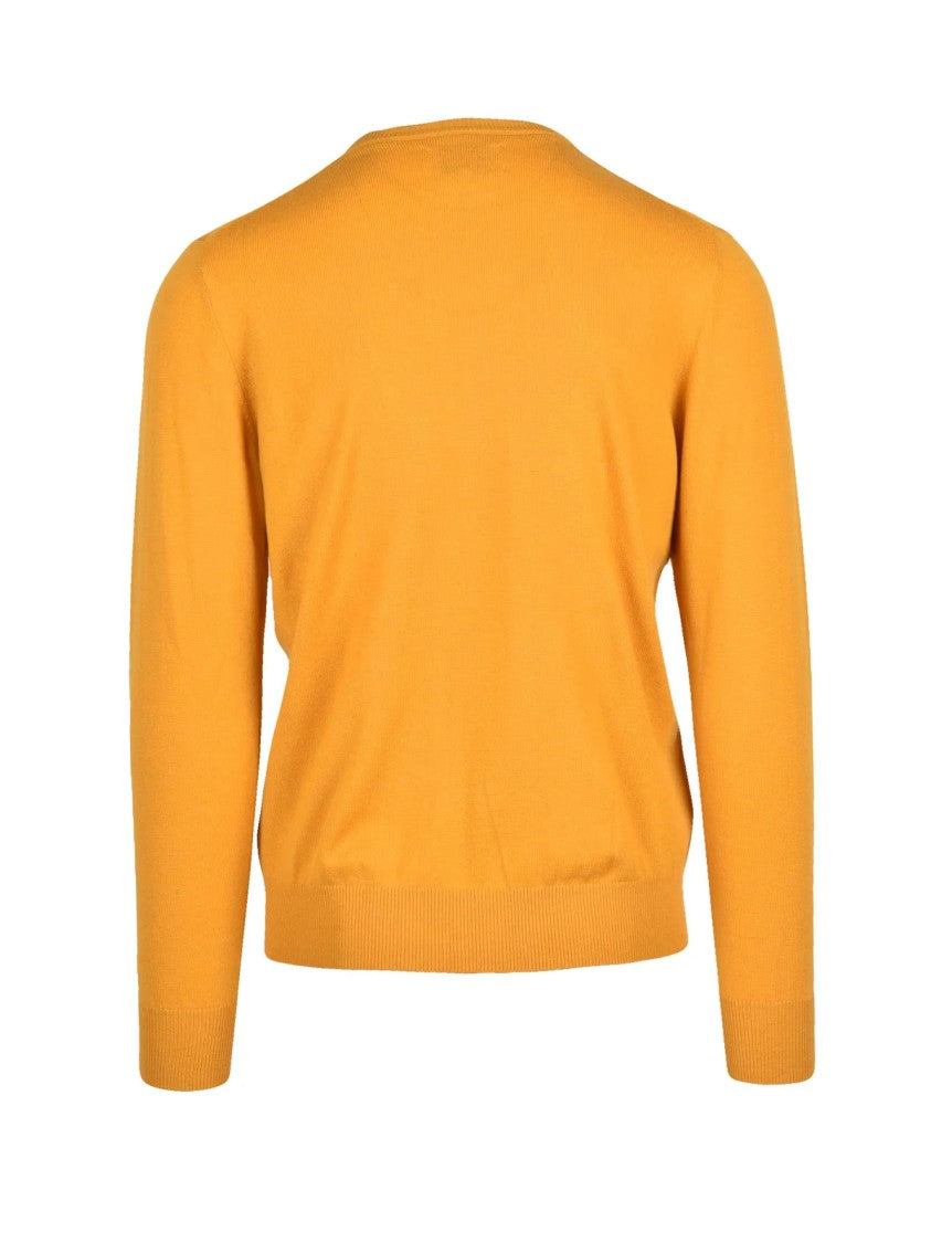 Mc2 Saint Barth Yellow Merino-Cashmere Crewneck Sweater