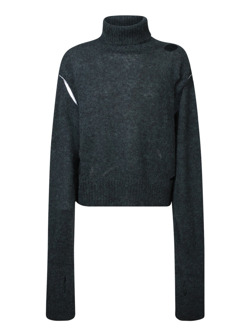 Mm6 By Maison Margiela Grey Knit Turtleneck Pullover