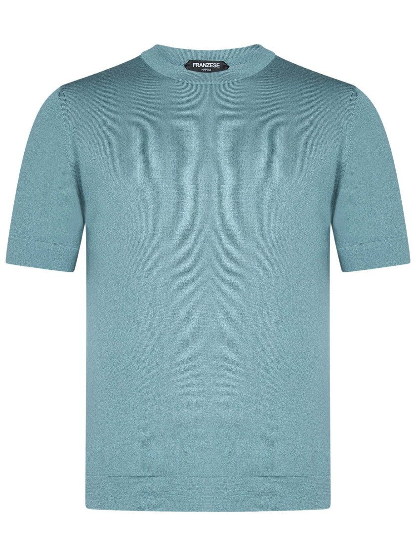 Franzese Collection Aqua Silk And Cashmere Blend T-Shirt