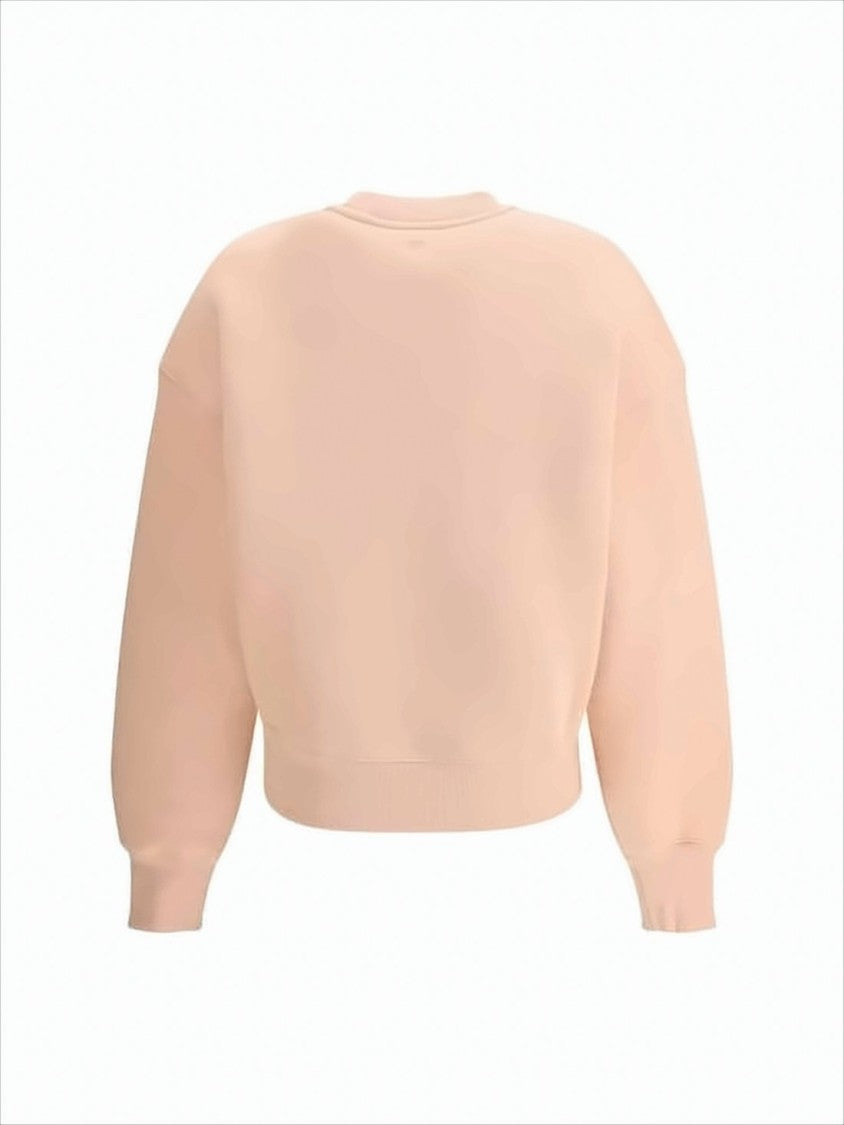 Ami Paris Cropped Long-Sleeve Sweatshirt With Embroidered Heart Detail