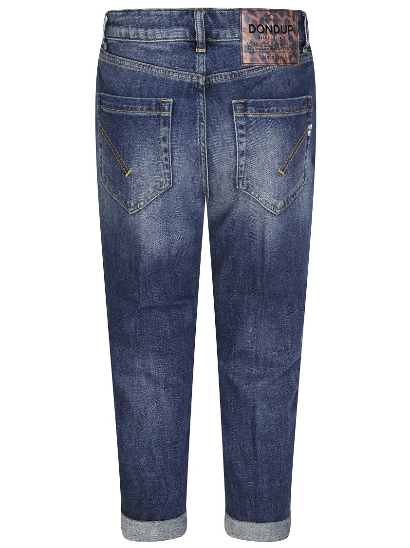 Dondup Cropped Blue Jeans With Five-Button Closure