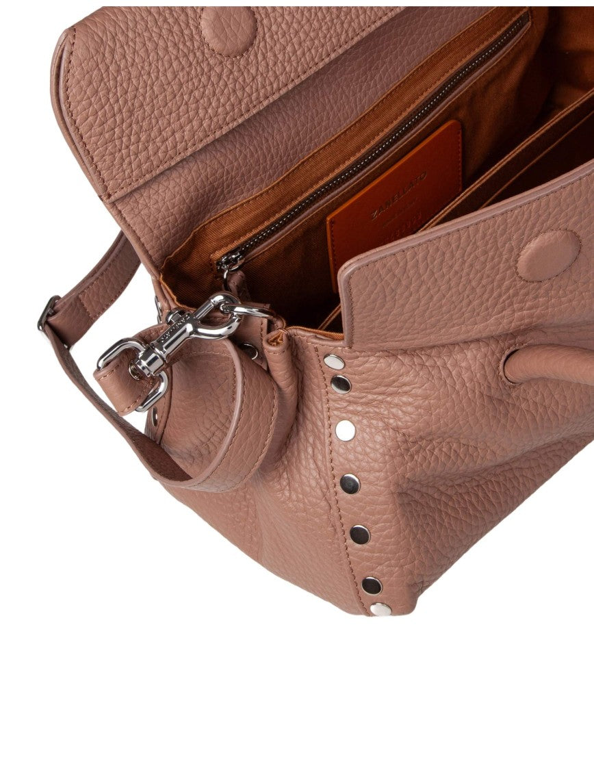 Zanellato Dotta Centauro S Hammered Leather Bag In Brown Ribolla