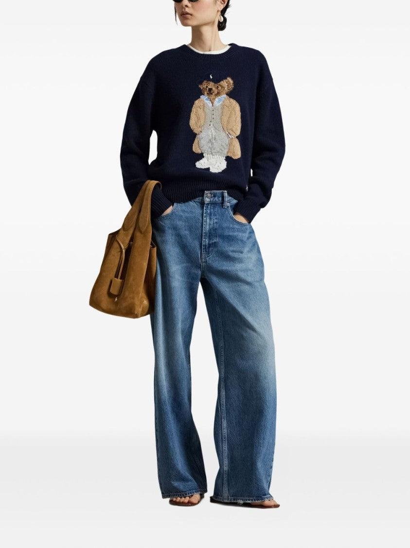 Polo Ralph Lauren Crew Neck Sweater With Embroidered Bear