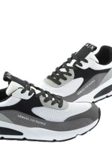Armani Exchange White Gray Technical Fabric Mesh Sneakers