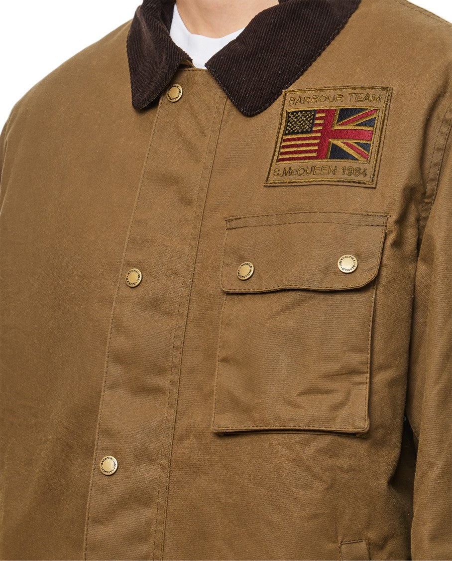 Barbour Beige Workers Corduroy Collar Waxed Jacket
