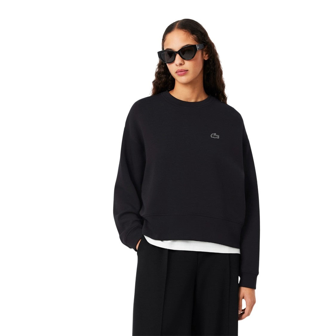 Lacoste Black Oversized Double-Faced Cotton Sweatshirt
