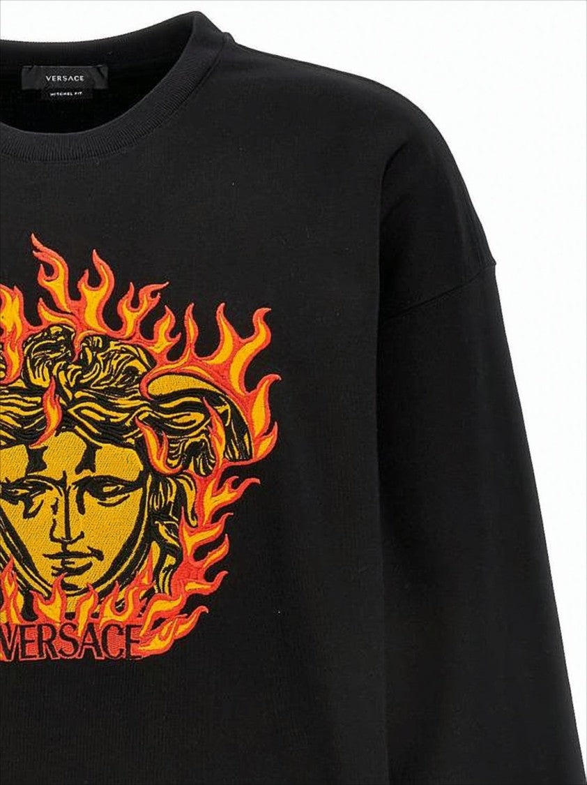 Versace Graphic-Print Long-Sleeve T-Shirt With Ribbed Cuffs