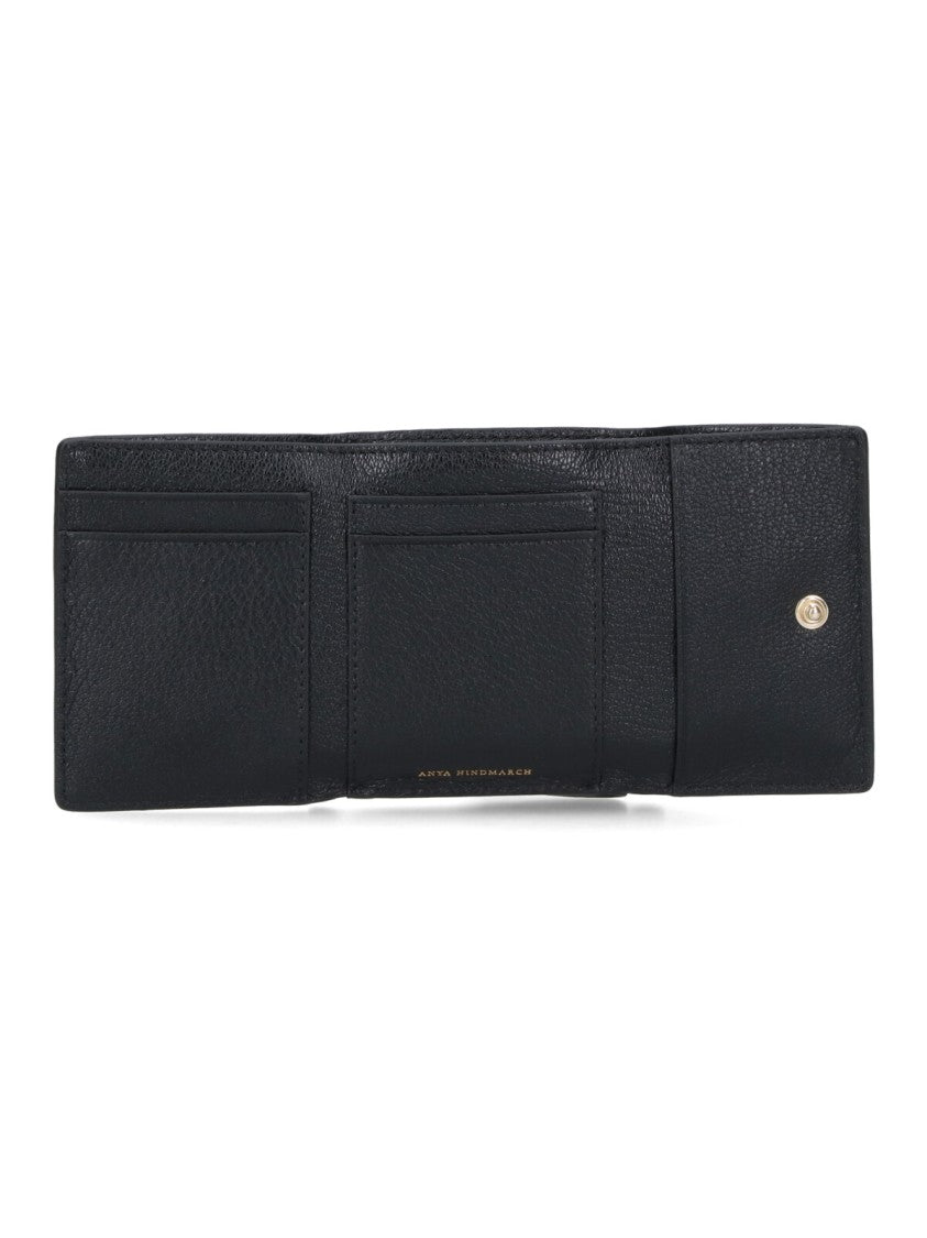 Anya Hindmarch Black Eyes Goat Leather Trifold Wallet