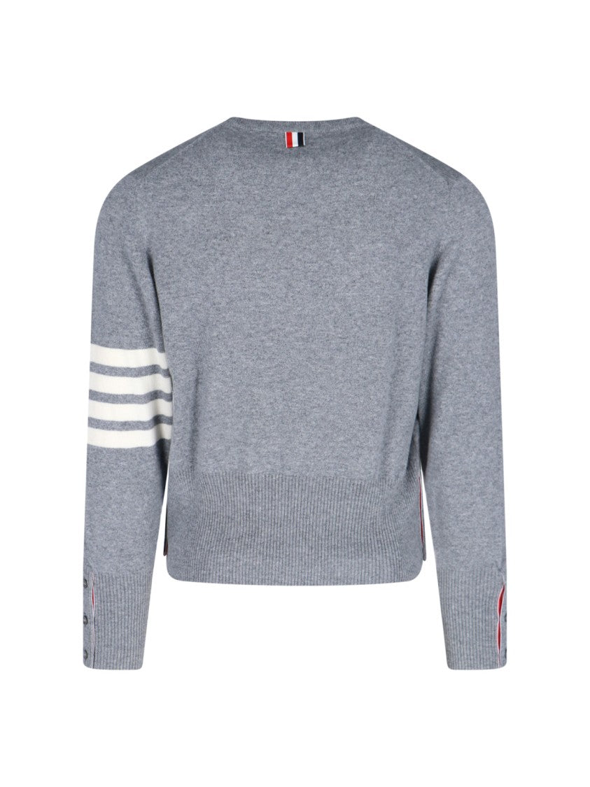 Thom Browne "Loopback 4-Bar" Sweater – Light Grey