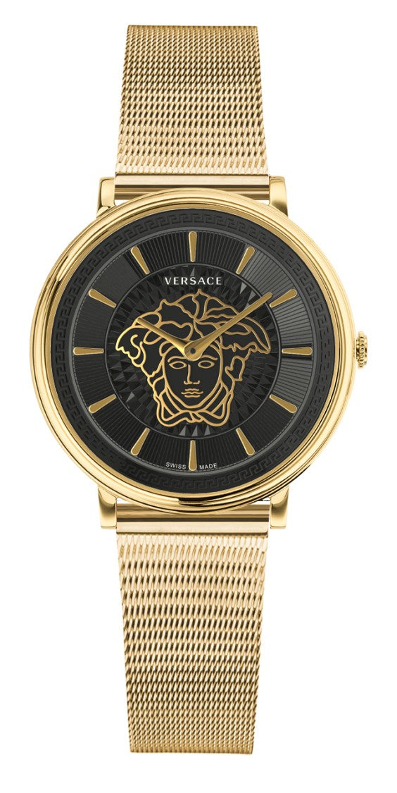 Versace Analog Quartz Watch With Polished Gold-Tone Stainless Steel Bracelet