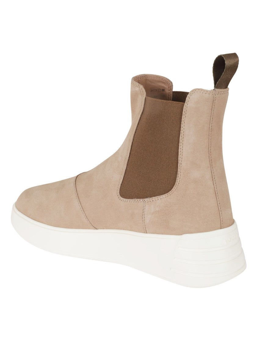 Hogan H562 Beige Suede Slip-On Boots