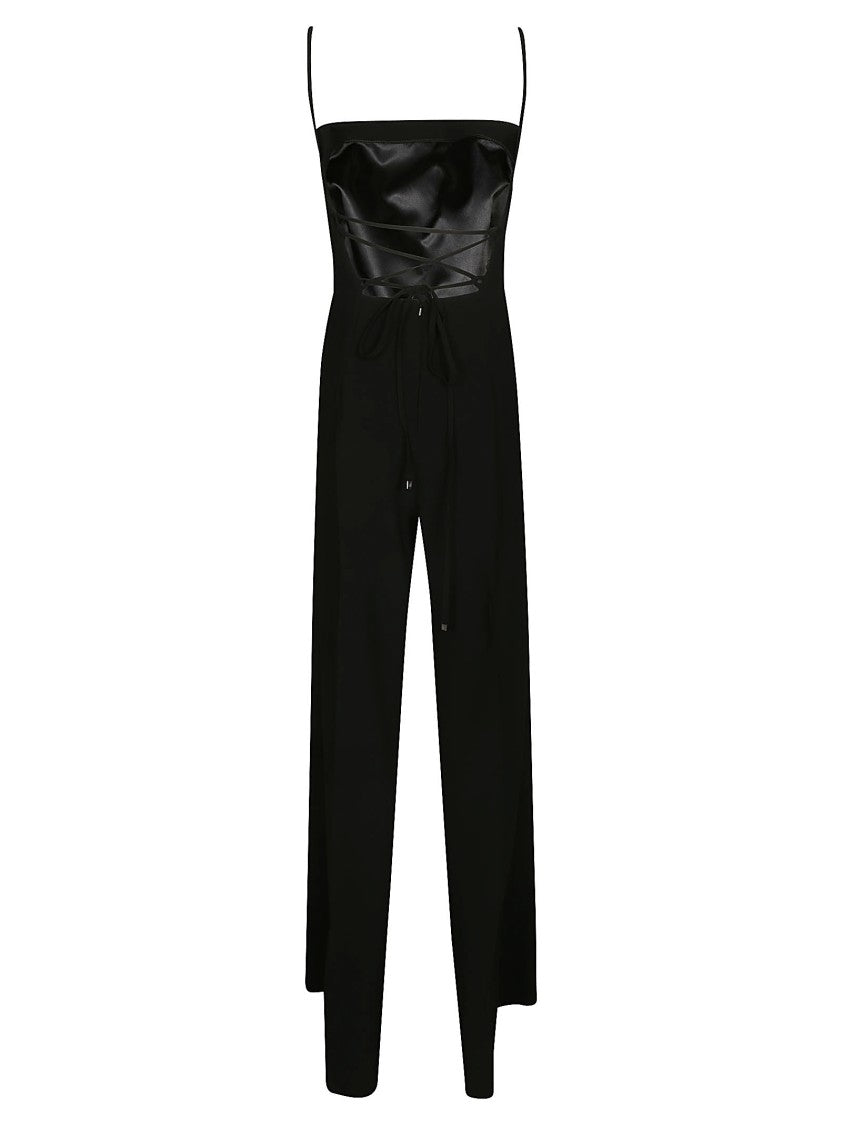Max Mara Wide-Leg Black Jumpsuit With Satin Contrast Panel