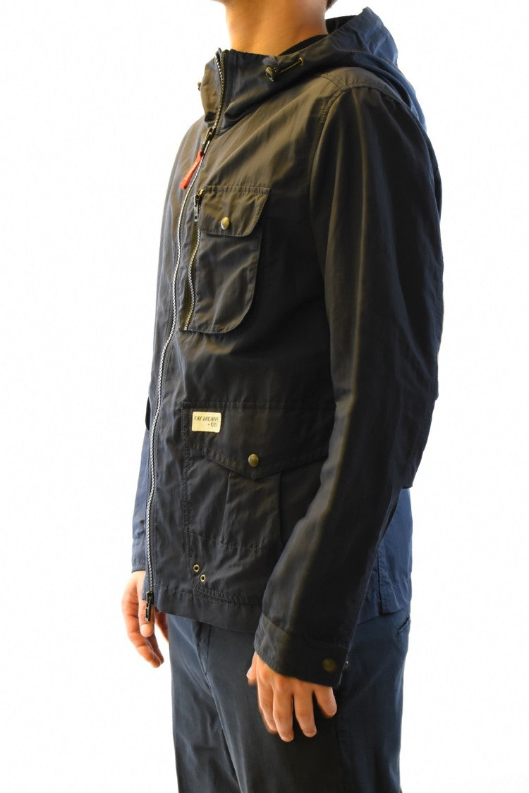 Fay Blue Technical Nylon Zip-Up Jacket