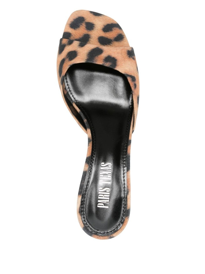 Paris Texas Open-Toe Calfskin Sandals With Vibrant Leopard Print