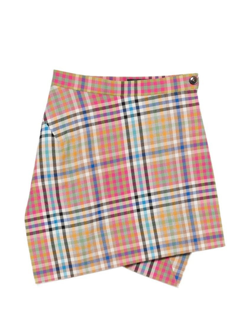 Vivienne Westwood Beige Multicolour Plaid Layered Mini Skirt